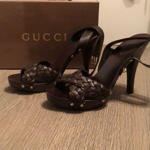 Authentic Gucci Sand Pelle S. Gomma Lifford Platform Sandal